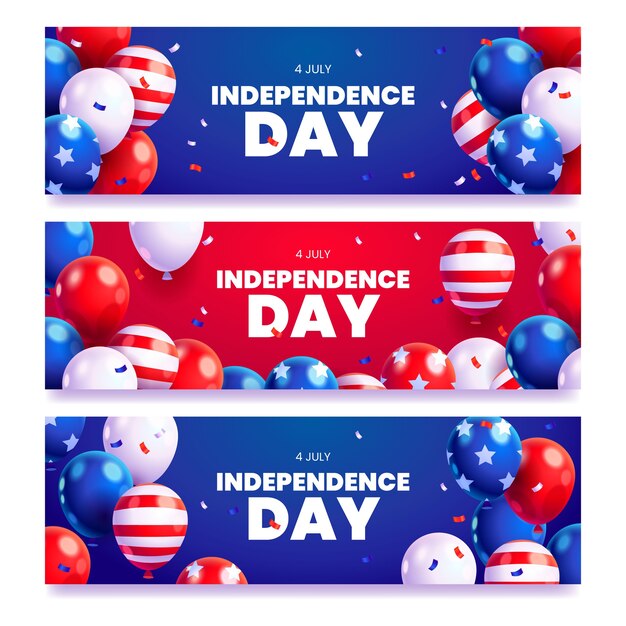 Мультфильм 4 июля - набор баннеров день независимости