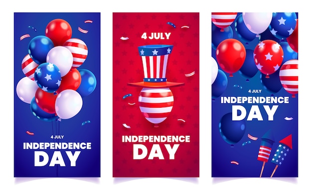 7 월 4 일 만화-독립 기념일 배너 세트