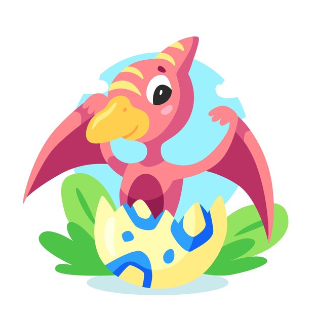 Cartoon adorable baby dinosaur illustrated