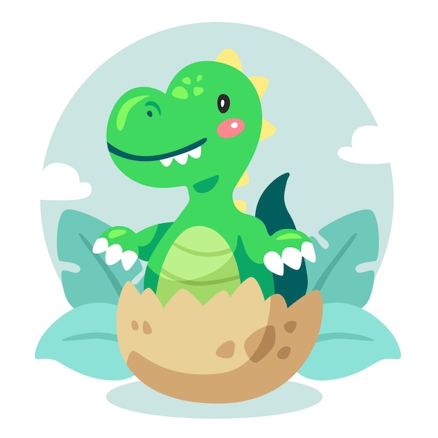 Free vector cartoon adorable baby dinosaur illustrated