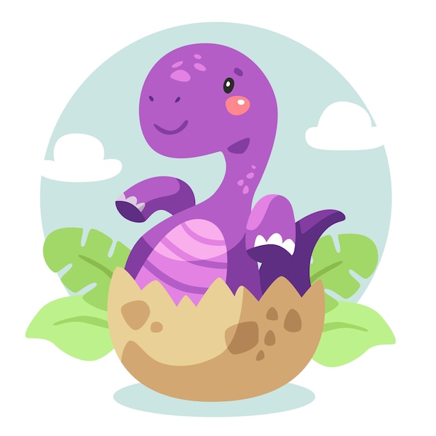 Free vector cartoon adorable baby dinosaur illustrated
