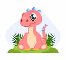 Free vector cartoon adorable baby dinosaur