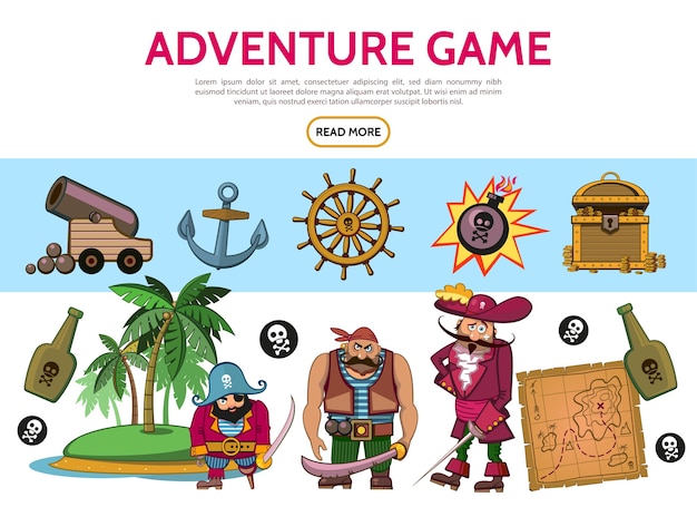 Free vector cartoon adventure game elements set