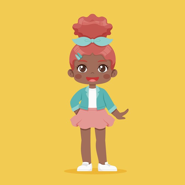 Cartoon african american girl illustration