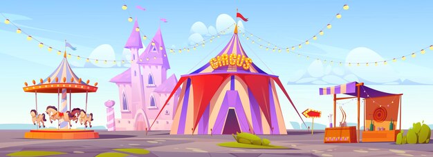 Free vector cartoon amusement park vector illustration