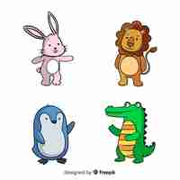 Free vector cartoon animal collection concept