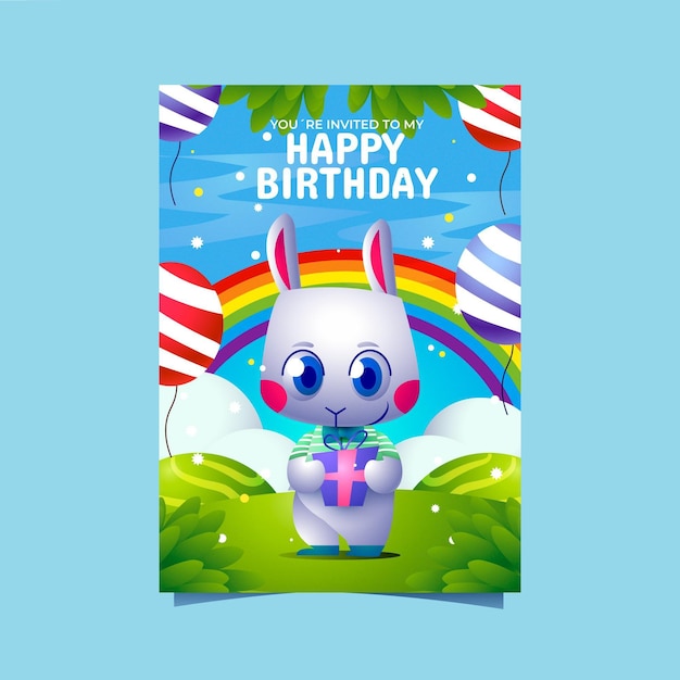 Free vector cartoon animals birthday invitation template