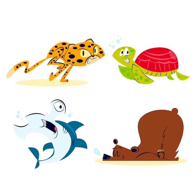 Бесплатное векторное изображение Сборник мультфильмов животных