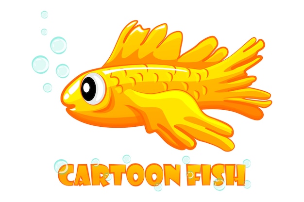 白の漫画の水族館の金魚
