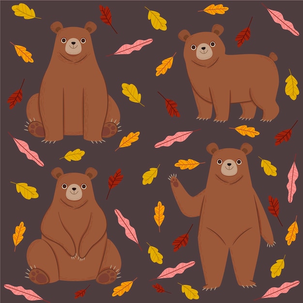 Cartoon autumn animals collection