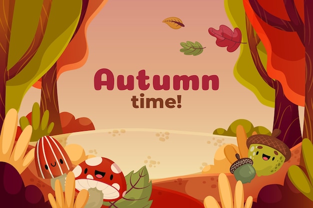 Free Vector cartoon autumn background