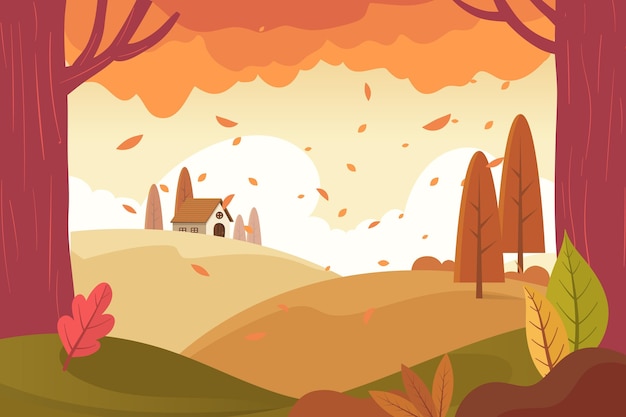 Free vector cartoon autumn background