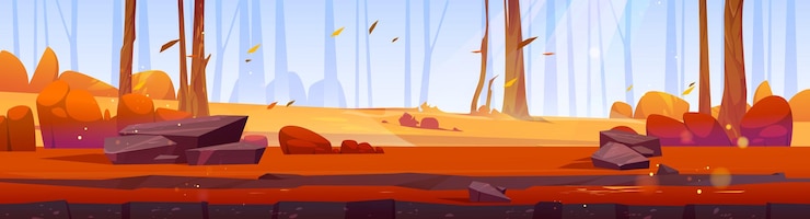 Free Vector cartoon autumn forest 2d wood nature landscape
