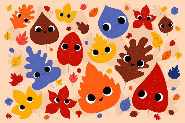 Cartoon autumn leaves background