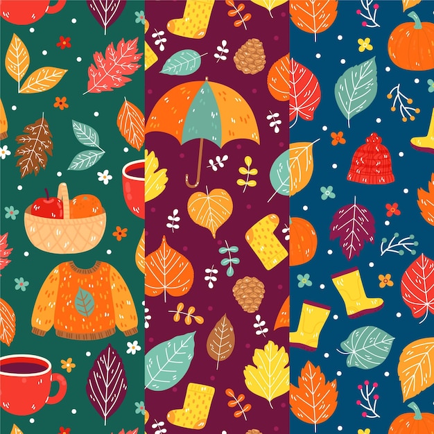 Cartoon autumn pattern collection