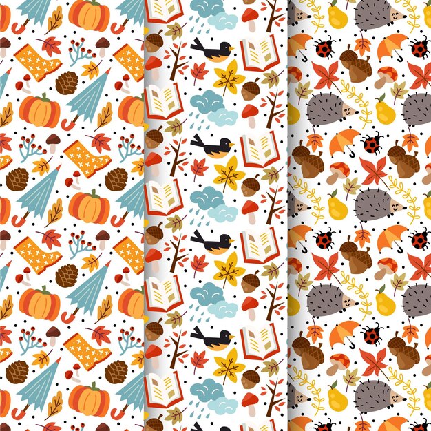 Cartoon autumn pattern collection