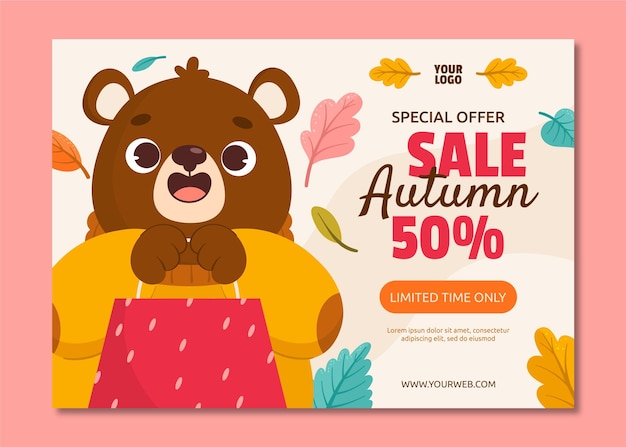 Free vector cartoon autumn sale flyer template