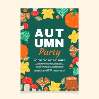 Cartoon autumn vertical flyer template