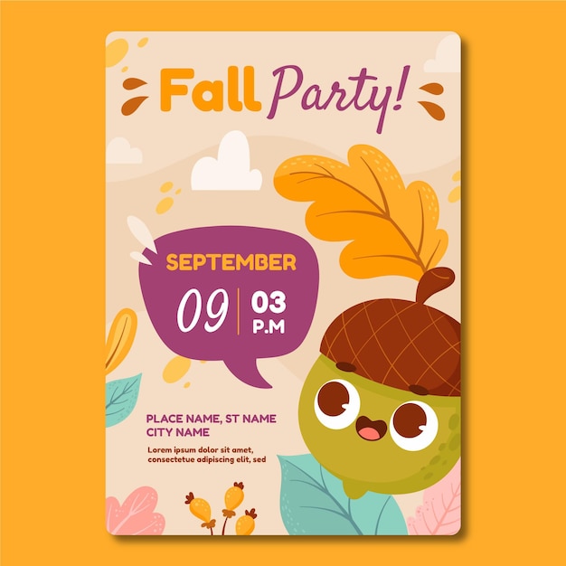 Cartoon autumn vertical flyer template