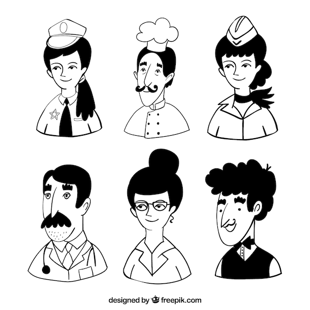 Free vector cartoon avatars with classic style