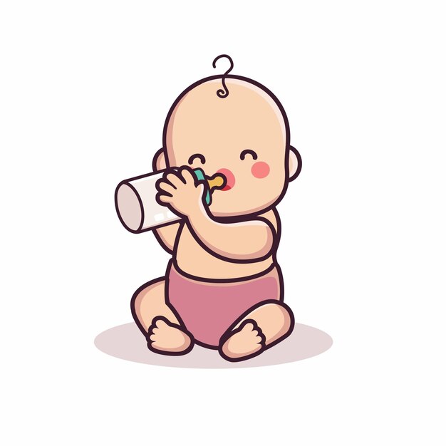 Premium Vector Cartoon Baby Character Drinking Milk Pacifier