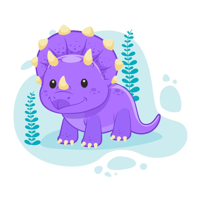 Cartoon baby dinosaur illustrated