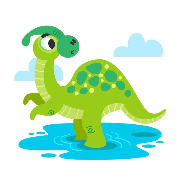 Иллюстрированный мультяшный динозавр