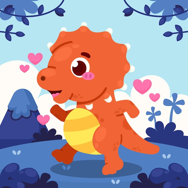 Cartoon baby dinosaur illustrated