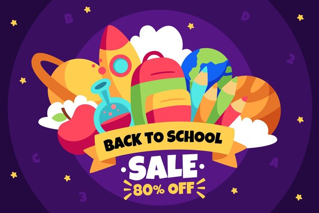 Cartoon back to school sale background