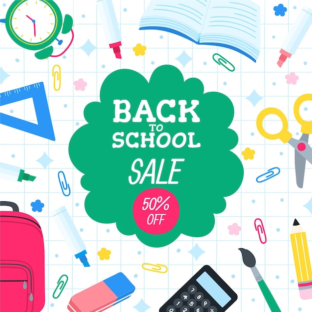 Cartoon back to school sale background