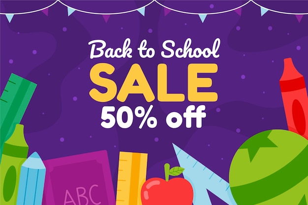 Cartoon back to school sales background