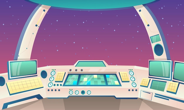 平らなdeisgnとインテリア宇宙船のデザインの背景 プレミアムベクター 平らなdeisgnとインテリア宇宙船のデザインの背景 プレミアムベクター