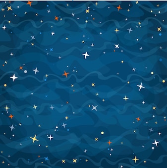 Spazio sfondo di cartone animato senza soluzione di continuità con le stelle colorate notte cielo stellato illustrazione vettoriale