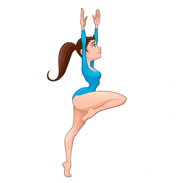 Vettore gratuito giovane ballerina o ginnasta artistico vector cartoon carattere isolato