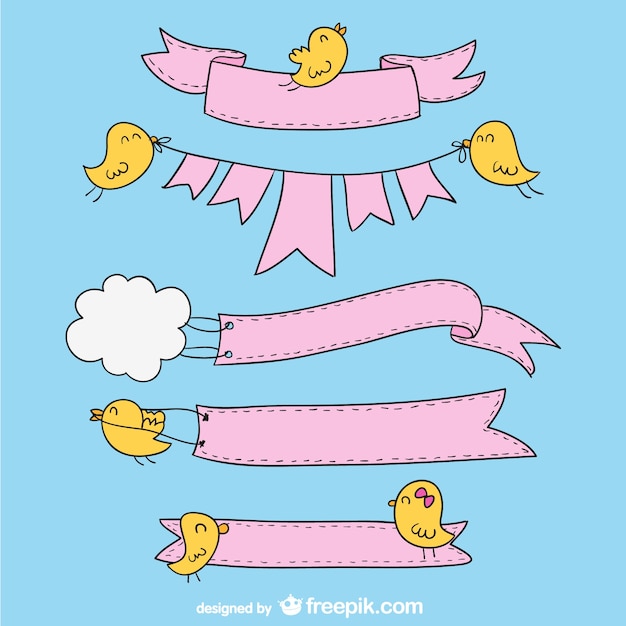 Cartoon banners birds design