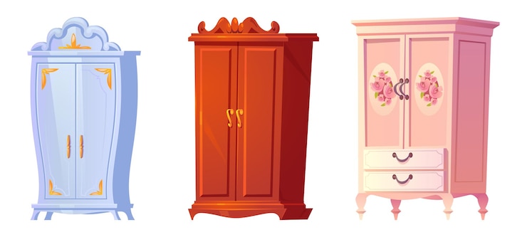 Free Vector cartoon baroque cupboards set
