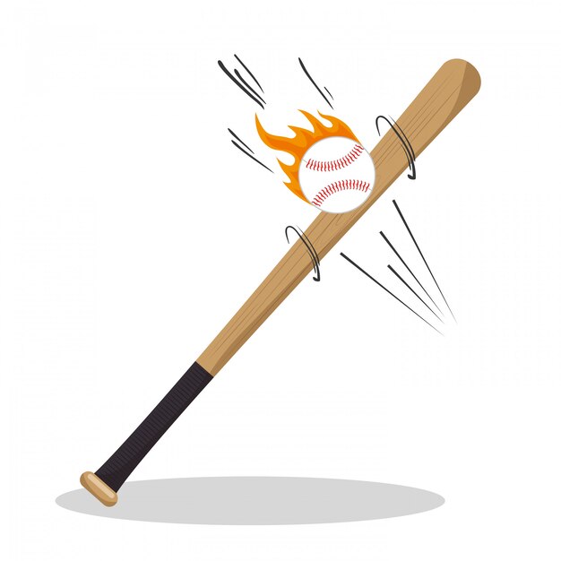 cartoon bat ball flame baseball icons