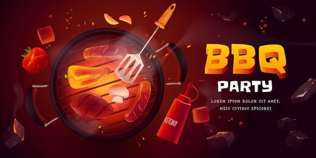 Cartoon BBQ Party Background – Free Vector Download for Vector Templates