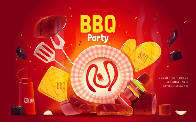 Free vector cartoon bbq party background