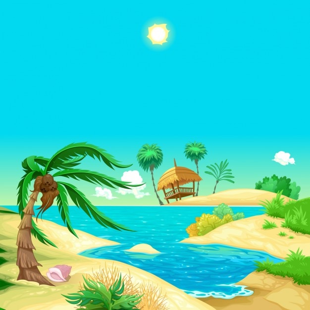 Бесплатное векторное изображение Мультфильм пляж