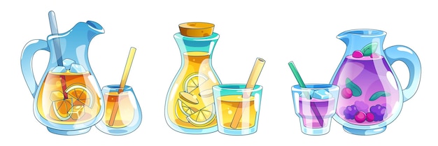 Free vector cartoon beverage made of lemon orange and berries