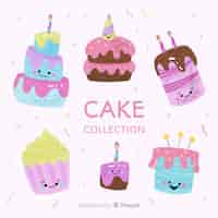 Free vector cartoon birthday cake collection