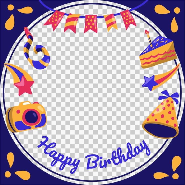 Free Vector cartoon birthday facebook frame