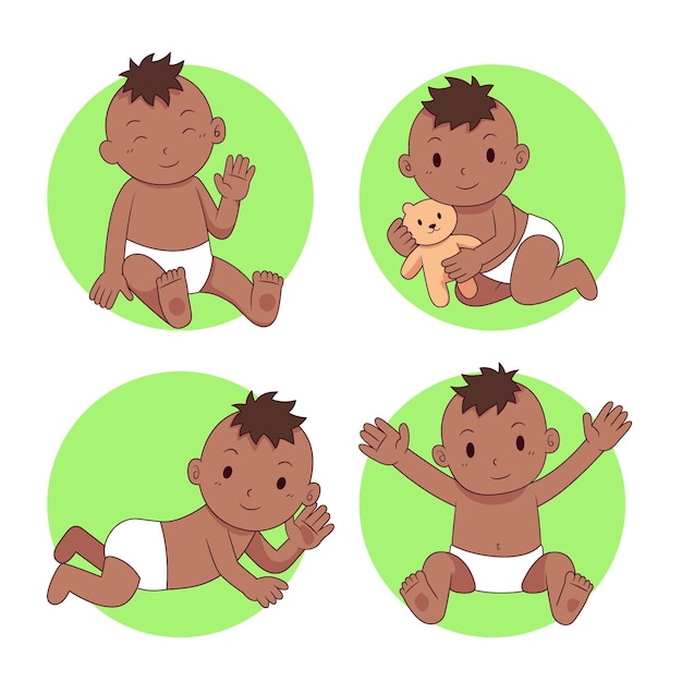 Cartoon black baby collection