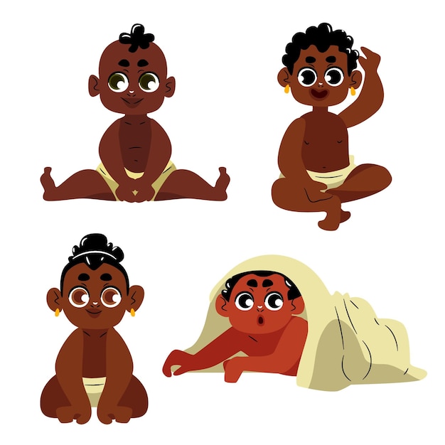 Cartoon black baby collection