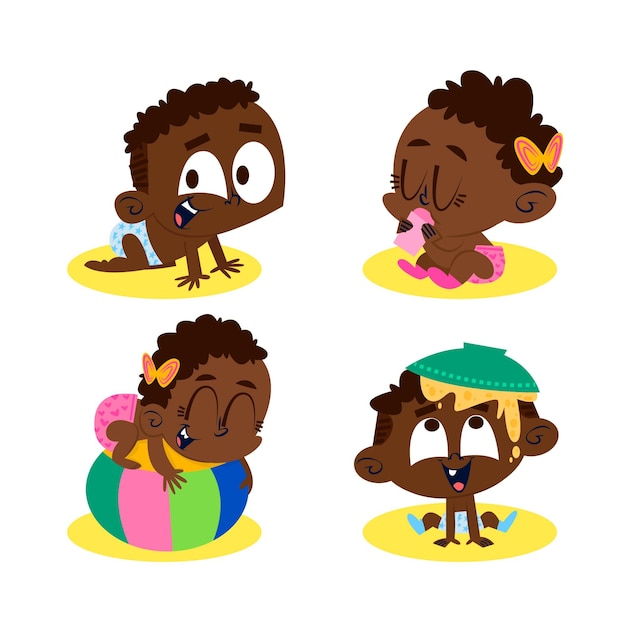 Cartoon black baby collection