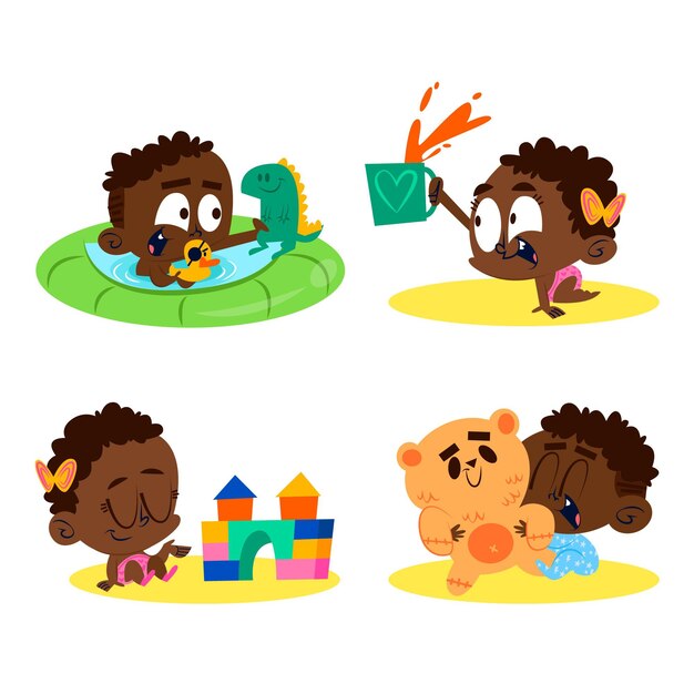 Cartoon black baby collection