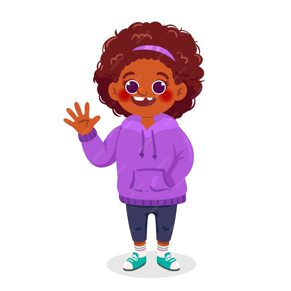 Free Vector | Cartoon black girl illustration waving