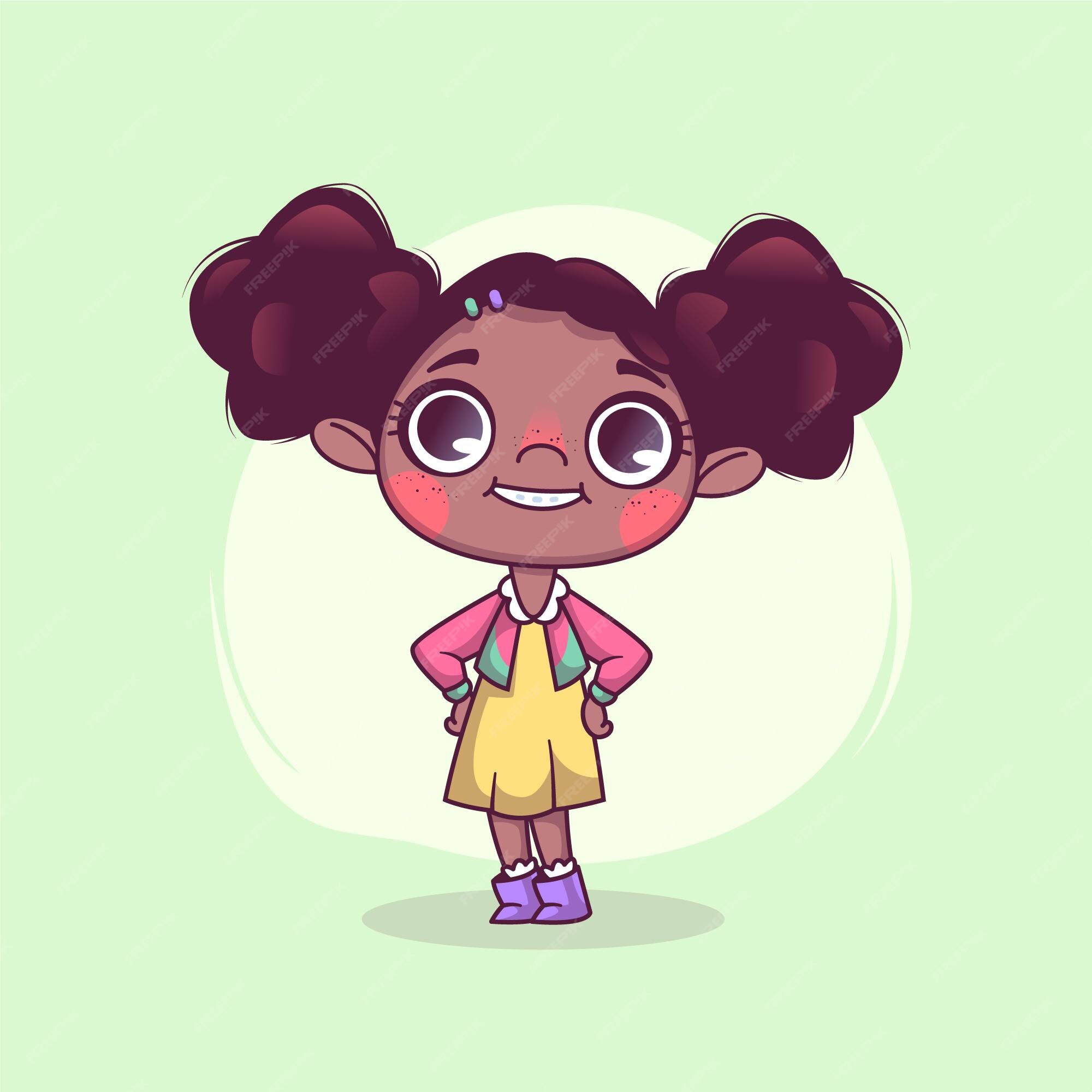 Free Vector | Cartoon black girl illustration Free Vector | Cartoon black girl illustration
