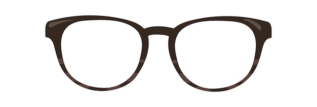 Мультяшные черные очки. очки для хипстеров или ботаников, винтажные очки, современные очки в темной пластиковой оправе, векторные иллюстрации, изолированные на белом фоне
